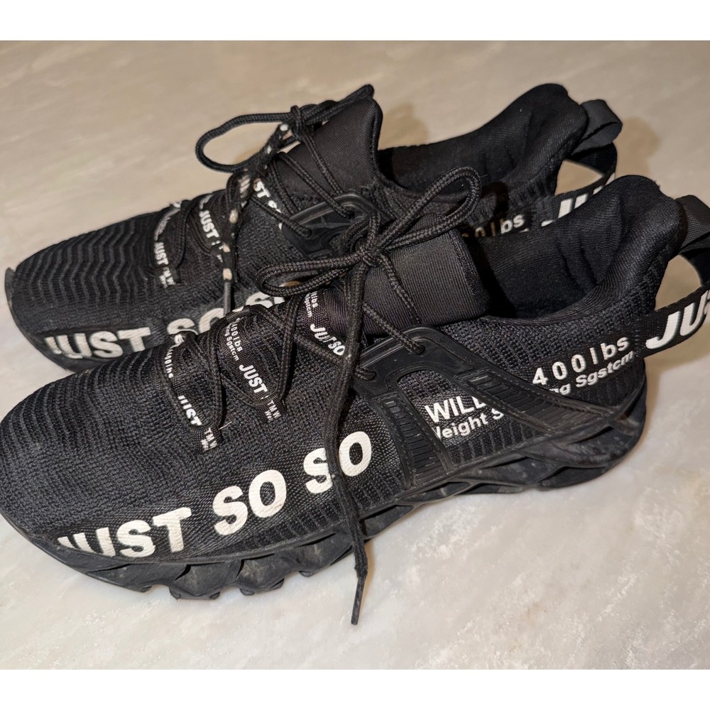Just So So Mens Blade Running Shoes Black White Fashion Sneakers Size 42 US 9-10